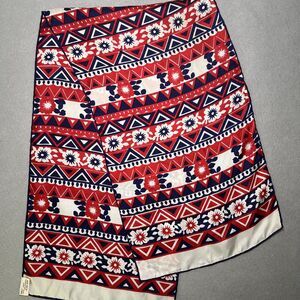 Sally Gee Vintage Oblong Scarf 100% Silk Scarf Japan Red White Blue